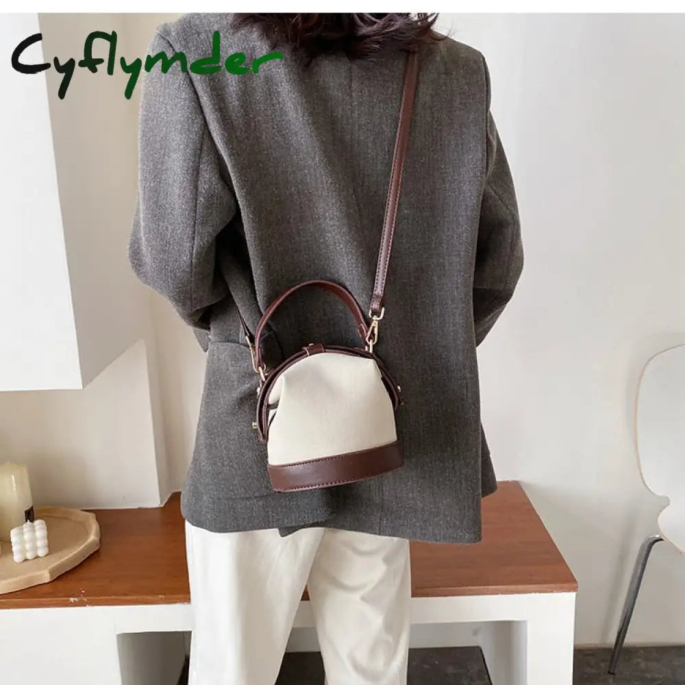 Cyflymder Vintage Fashion Female Tote Bucket Bag New Quality Matte Leather Women’s Designer