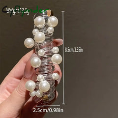 Cyflymder Vintage Faux Pearl Decorative Telephone Line Shaped Hair Loop Elastic Hair Tie For Women And daily use Wear