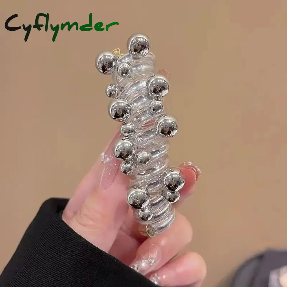 Cyflymder Vintage Faux Pearl Decorative Telephone Line Shaped Hair Loop Elastic Hair Tie For Women And daily use Wear