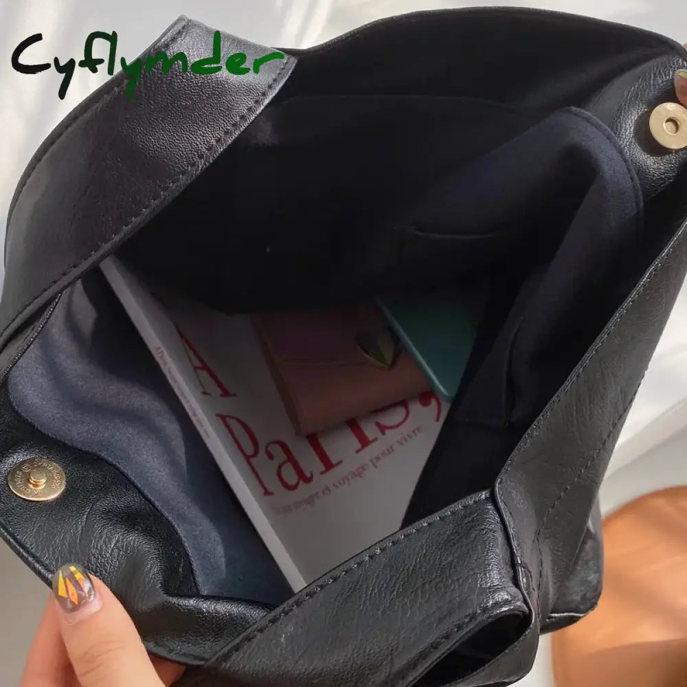 Cyflymder Vintage Female Winter Pu Leather Shoulder Bags Fashion Large Capatiy Women Hobo Bag