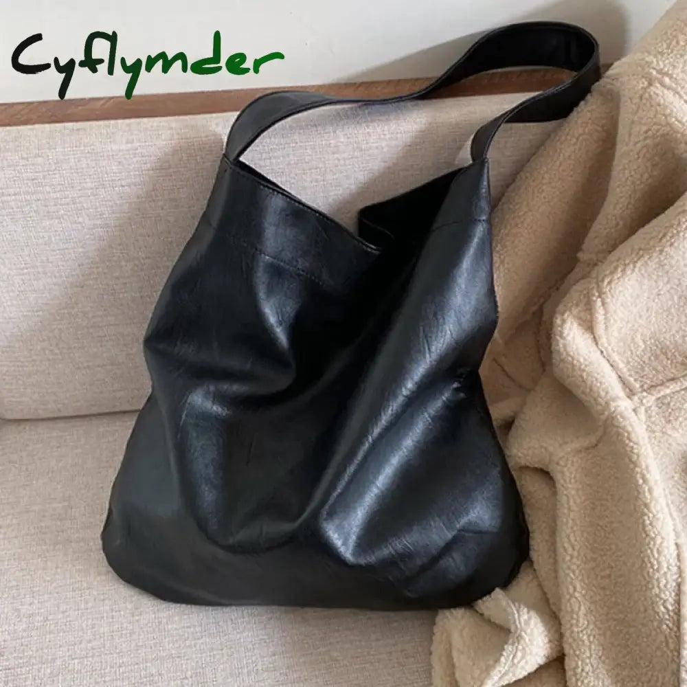 Cyflymder Vintage Female Winter Pu Leather Shoulder Bags Fashion Large Capatiy Women Hobo Bag