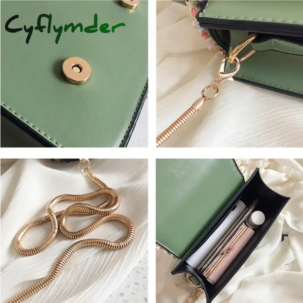 Cyflymder Vintage Flower Lace Handbags Women’s Crossbody Bags Fashion Gold Chain Ladies Messenger