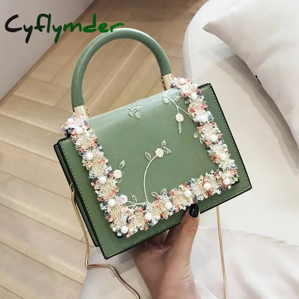 Cyflymder Vintage Flower Lace Handbags Women’s Crossbody Bags Fashion Gold Chain Ladies Messenger