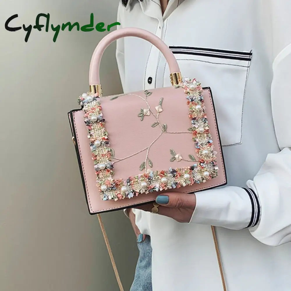 Cyflymder Vintage Flower Lace Handbags Women’s Crossbody Bags Fashion Gold Chain Ladies Messenger