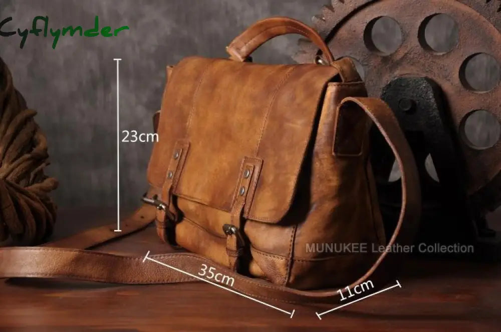 Cyflymder Vintage Genuine Leather Messenger Bag Men Shoulder Men Crossbody Male Sling Leisure Tote