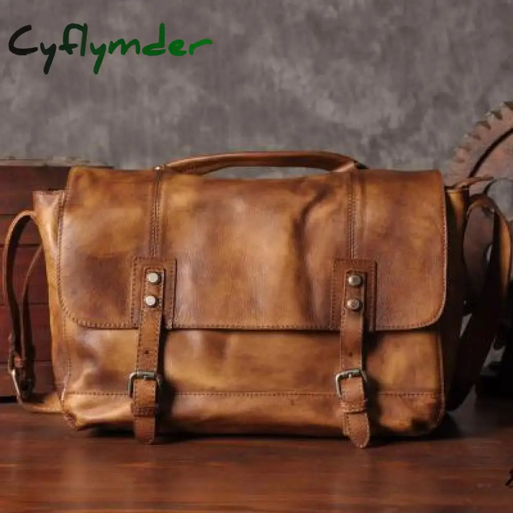 Cyflymder Vintage Genuine Leather Messenger Bag Men Shoulder Men Crossbody Male Sling Leisure Tote