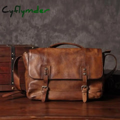 Cyflymder Vintage Genuine Leather Messenger Bag Men Shoulder Men Crossbody Male Sling Leisure Tote