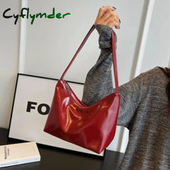 Cyflymder Vintage Lacquered Leather Underarm Shoulder Bag Spring Trendyol Red Messenger For Women