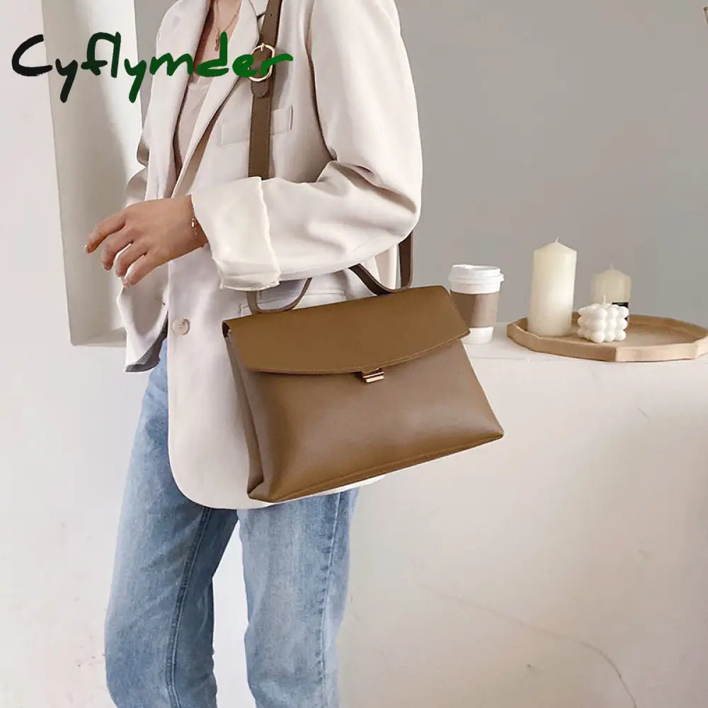 Cyflymder Vintage Large Tote Bag Winter New High-Quality Pu Leather Women’s Designer Handbag