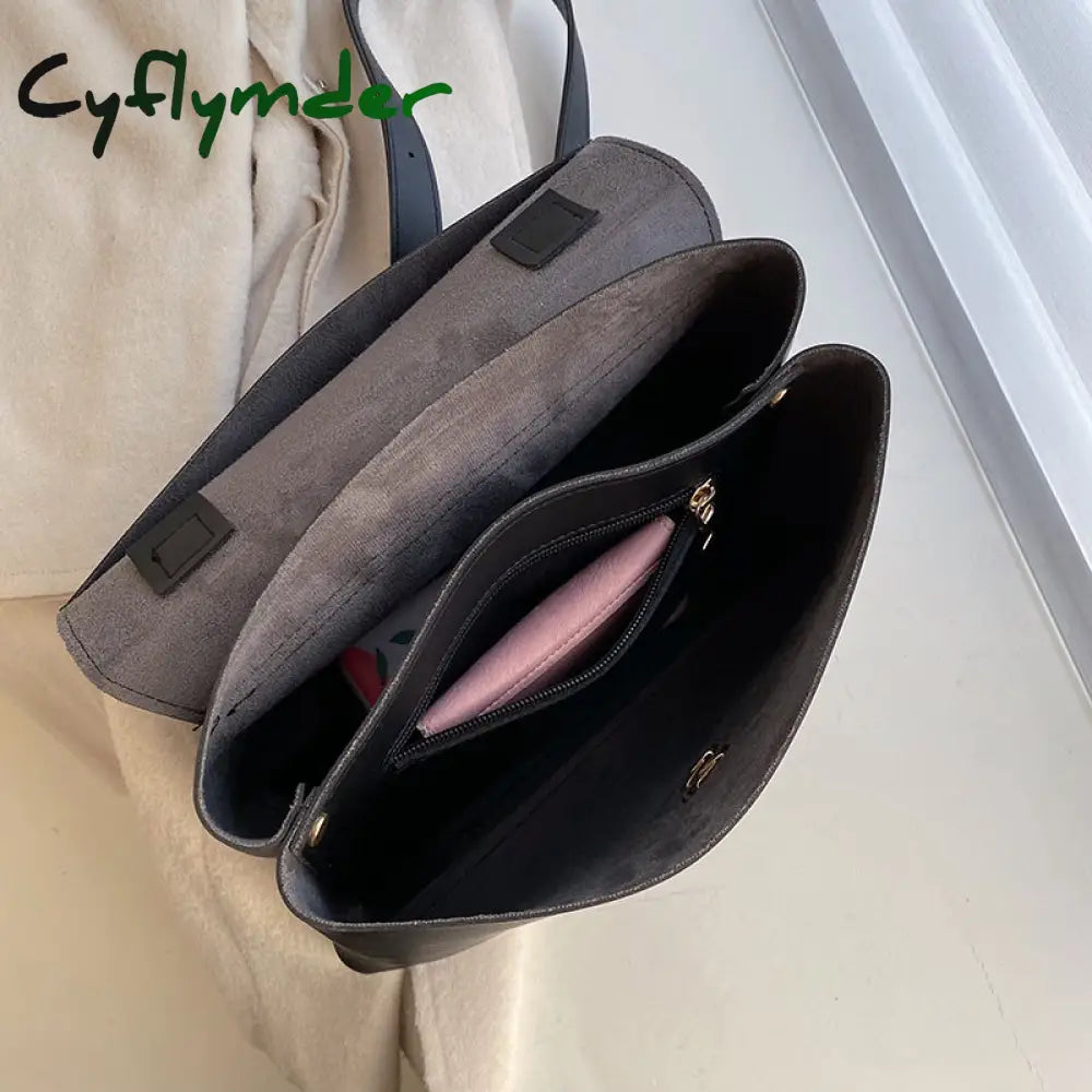 Cyflymder Vintage Large Tote Bag Winter New High-Quality Pu Leather Women’s Designer Handbag