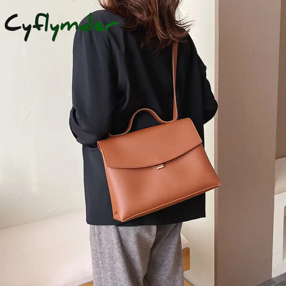 Cyflymder Vintage Large Tote Bag Winter New High-Quality Pu Leather Women’s Designer Handbag