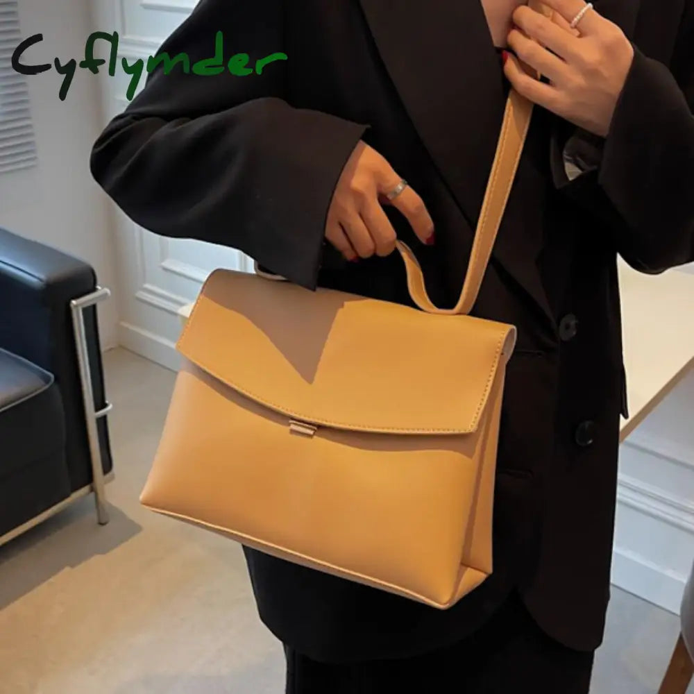 Cyflymder Vintage Large Tote Bag Winter New High-Quality Pu Leather Women’s Designer Handbag