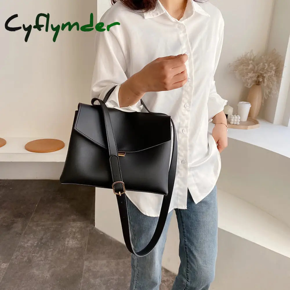 Cyflymder Vintage Large Tote Bag Winter New High-Quality Pu Leather Women’s Designer Handbag