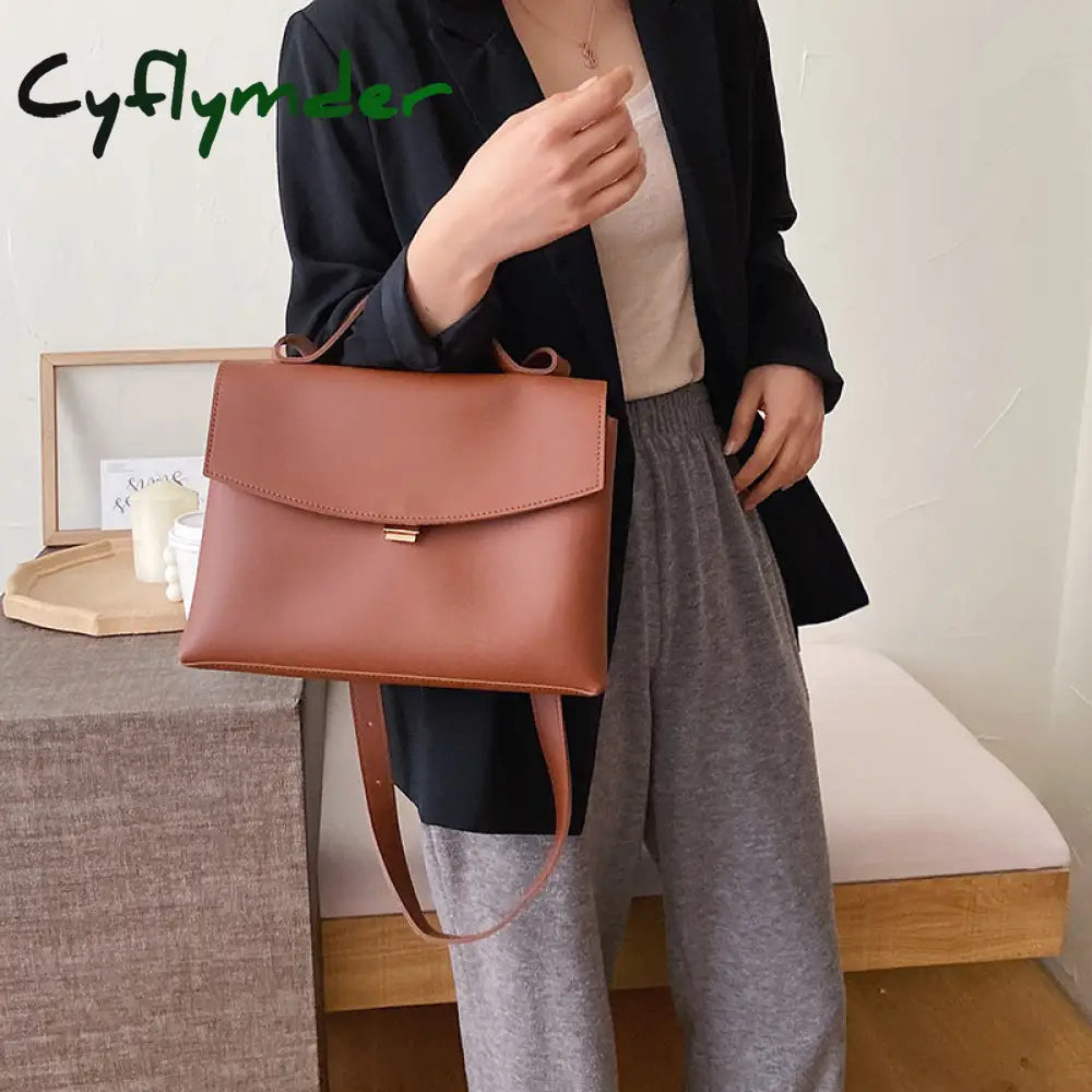 Cyflymder Vintage Large Tote Bag Winter New High-Quality Pu Leather Women’s Designer Handbag