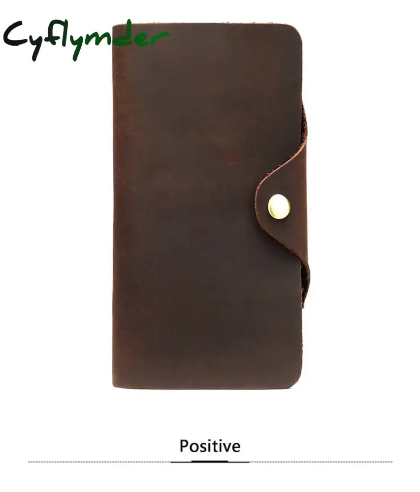 Cyflymder Vintage Long Wallet For Men Genuine Leather Women Credit Card Holder Short Purse Hasp