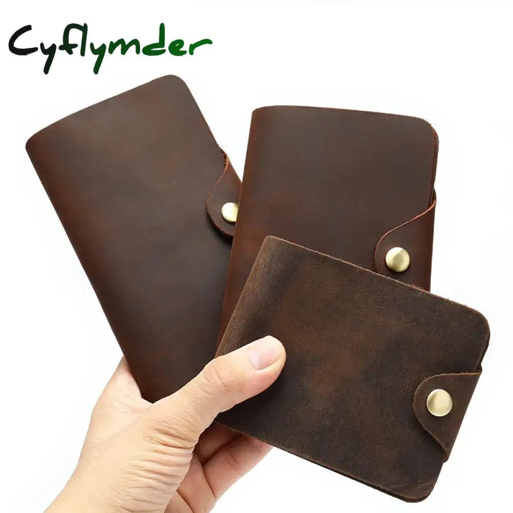 Vintage Long Wallet For Men Genuine Leather Women Credit Card Holder Short Purse Hasp Business Man Male Clutch Wallets