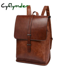 Cyflymder Vintage Men Backpack Leather Travel Bagpack School Bag