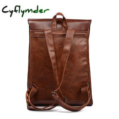 Cyflymder Vintage Men Backpack Leather Travel Bagpack School Bag