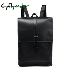 Cyflymder Vintage Men Backpack Leather Travel Bagpack School Bag Black