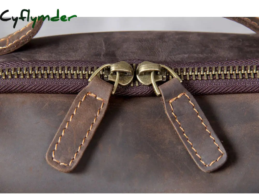 Cyflymder Vintage Men’s Crazy Horse Leather Backpack Genuine Leather Retro Rucksack Large Classic