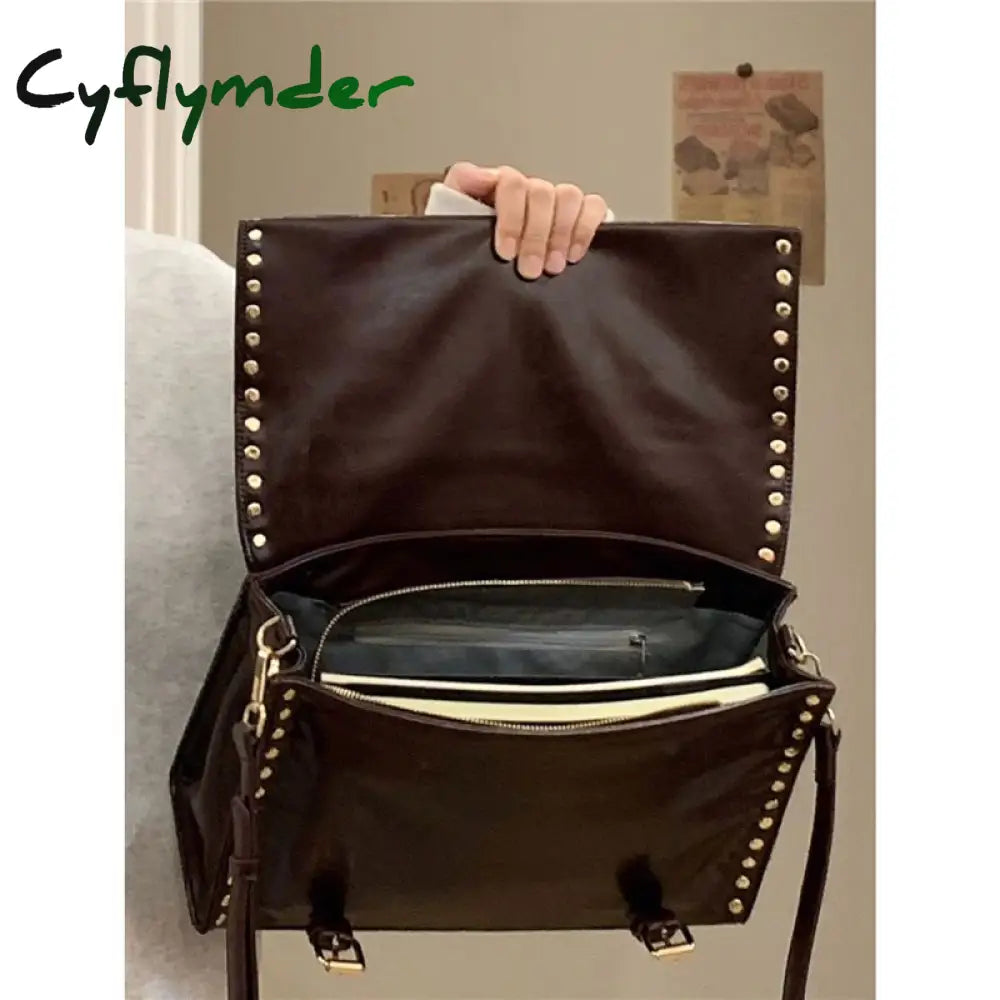 Cyflymder Vintage Messenger Bag Women Autumn Fashion Briefcase Daily Use All-Matc Students Taking