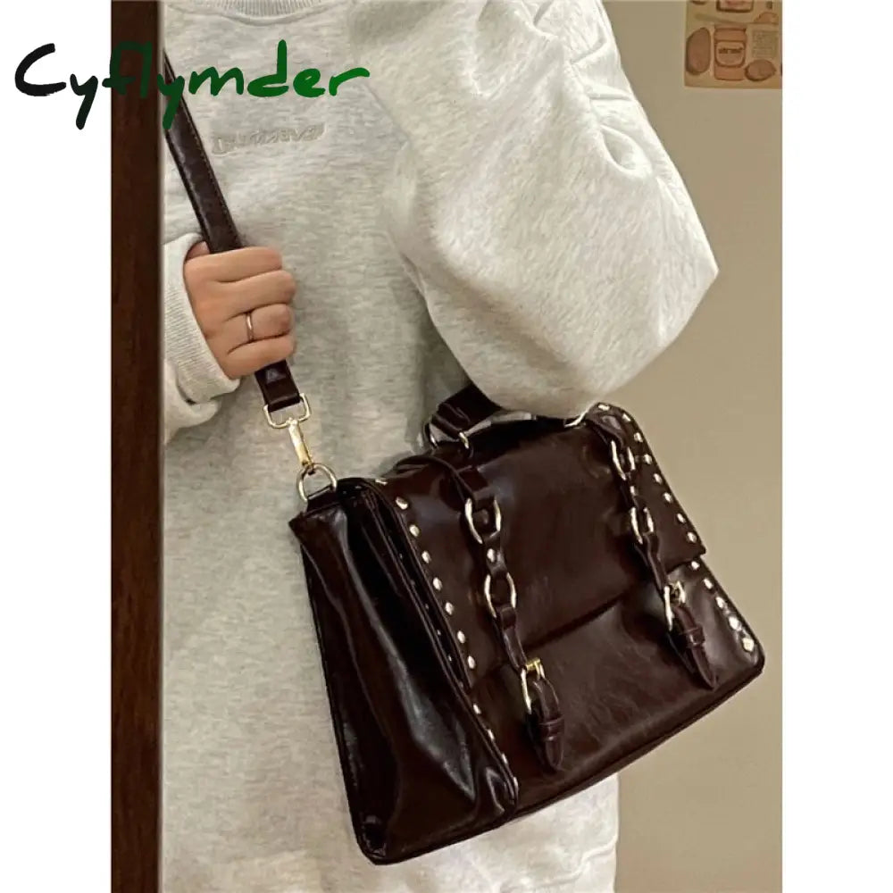 Cyflymder Vintage Messenger Bag Women Autumn Fashion Briefcase Daily Use All-Matc Students Taking