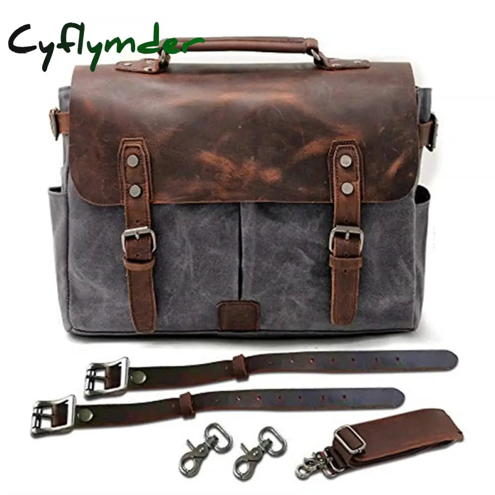 Cyflymder Vintage Motorcycle Side Bag Waxed Canvas Bike Luggage Riding Saddle Leg For Bicycle Men