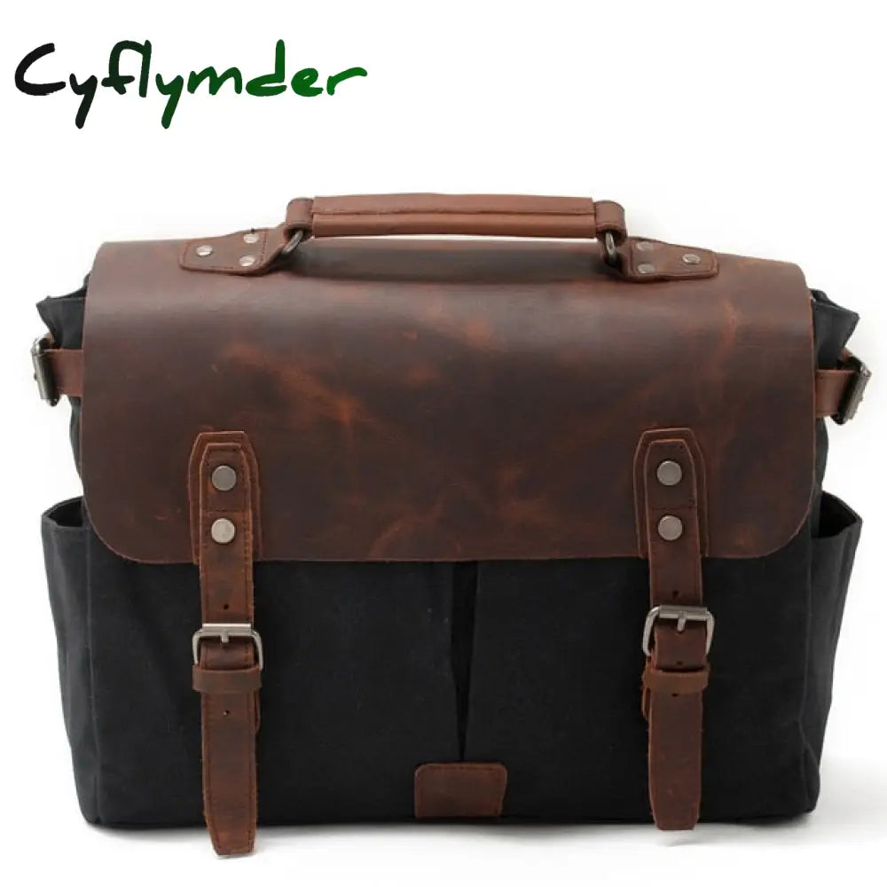 Cyflymder Vintage Motorcycle Side Bag Waxed Canvas Bike Luggage Riding Saddle Leg For Bicycle Men