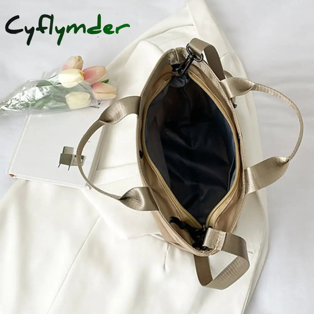 Cyflymder Vintage New Large Capacity Handbag Women’s Nylon Cloth Shoulder Bag Korean Simple Pu