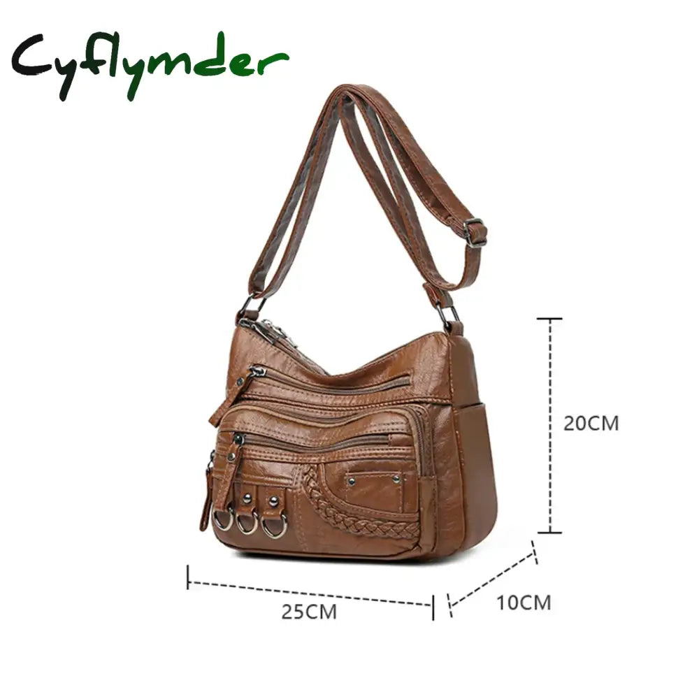 Cyflymder Vintage Pu Leather Luxury Purses and Handbags High Quality Women’s Bag Design Multi-pocket Ladies Crossbody