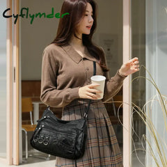 Cyflymder Vintage Pu Leather Luxury Purses and Handbags High Quality Women’s Bag Design Multi-pocket Ladies Crossbody