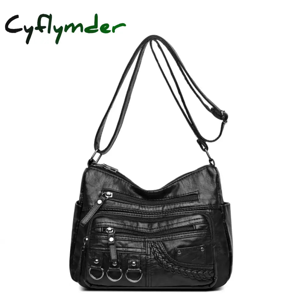 Cyflymder Vintage Pu Leather Luxury Purses and Handbags High Quality Women’s Bag Design Multi-pocket Ladies Crossbody