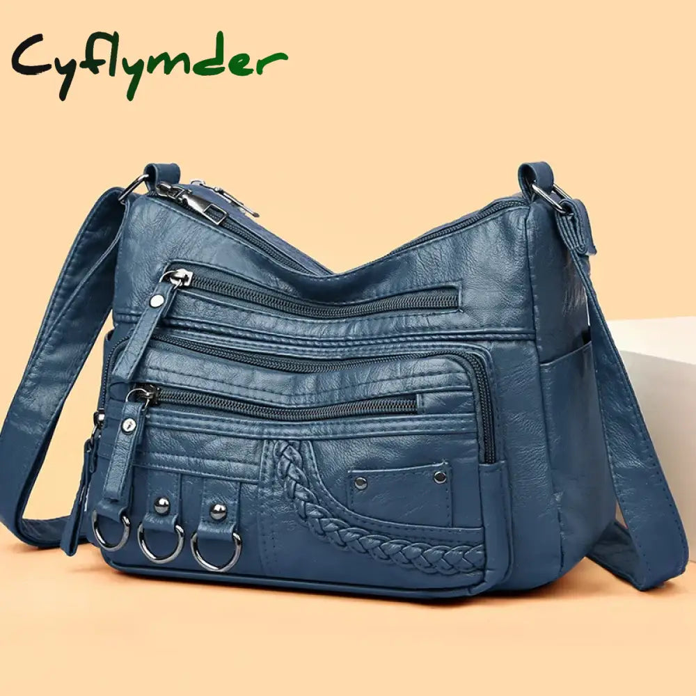 Cyflymder Vintage Pu Leather Luxury Purses and Handbags High Quality Women’s Bag Design Multi-pocket Ladies Crossbody