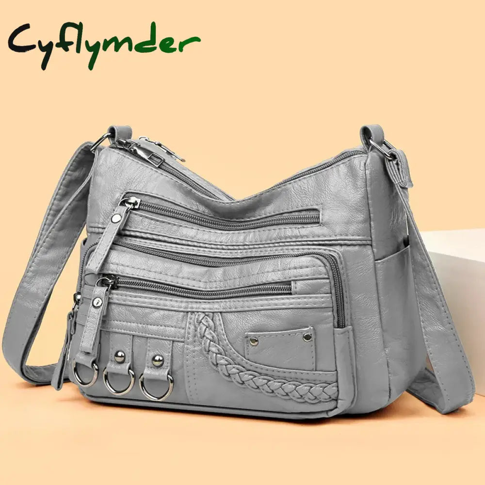 Cyflymder Vintage Pu Leather Luxury Purses and Handbags High Quality Women’s Bag Design Multi-pocket Ladies Crossbody