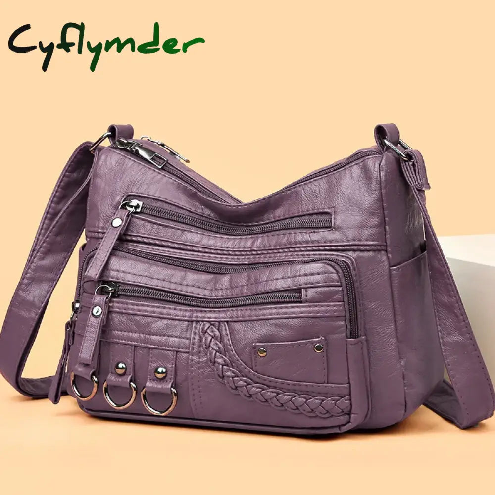 Cyflymder Vintage Pu Leather Luxury Purses and Handbags High Quality Women’s Bag Design Multi-pocket Ladies Crossbody