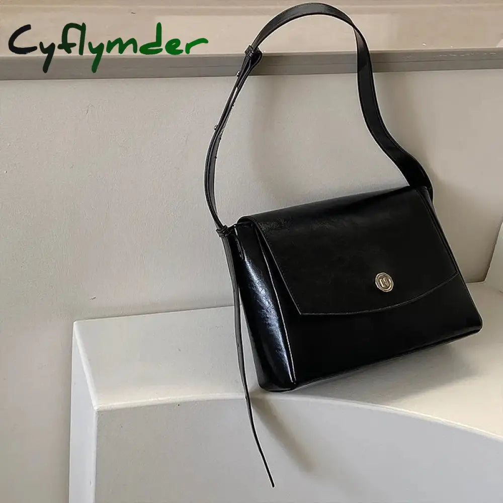 Cyflymder Vintage Pu Leather Women’s Crossbody Bags Messenger Bag Simple Design Ladies Daily