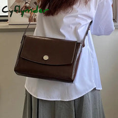 Cyflymder Vintage Pu Leather Women’s Crossbody Bags Messenger Bag Simple Design Ladies Daily