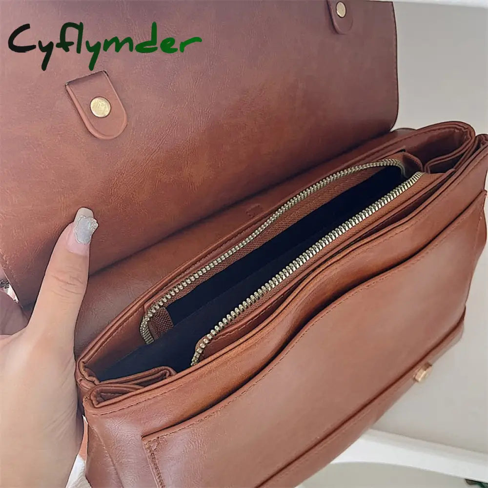 Cyflymder Vintage Pu Leather Women’s Small Backpack Shoulder Bag College Style Ladies Messenger