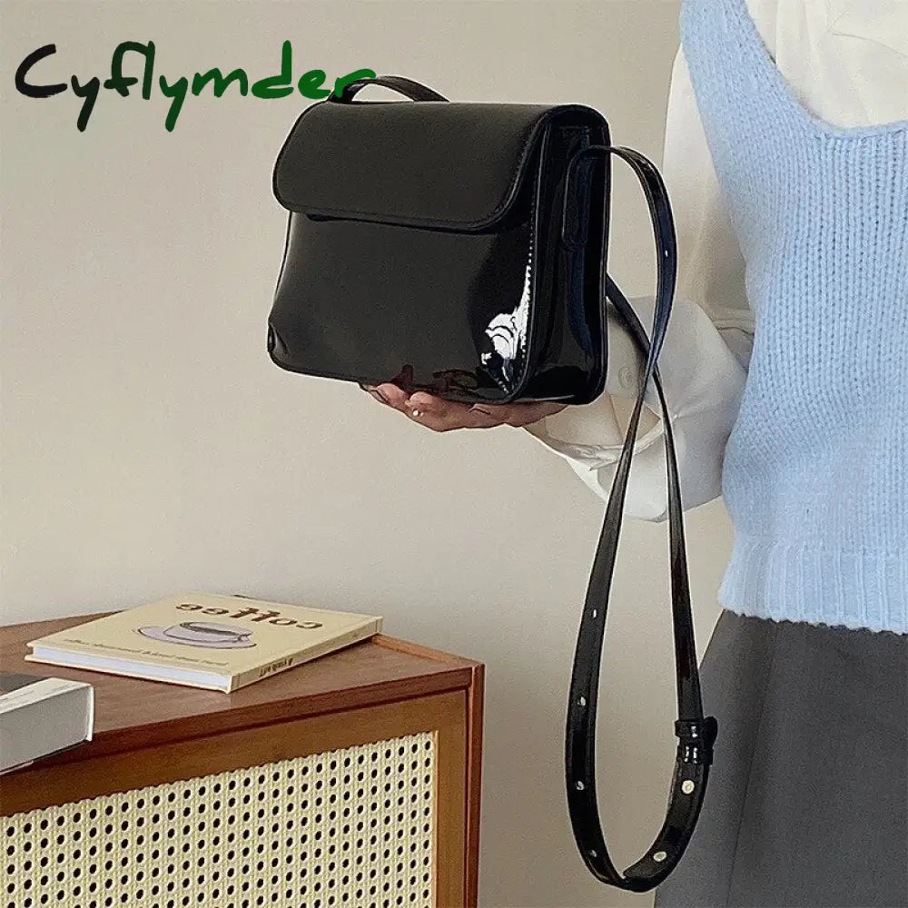 Cyflymder Vintage Red Square Shoulder Bag For Women Patent Leather Ladies Messenger Bags Clutch