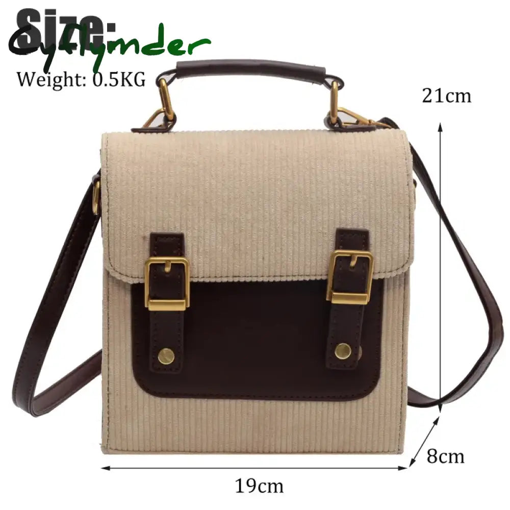 Cyflymder Vintage Small Corduroy Woman Backpacks New Female Fashion Backpack Travel Shoulder Bag