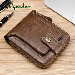 Cyflymder Vintage Small Men’s Wallet Pu Leather Short Purse Men Hasp Zipper Clutch Solid Porte
