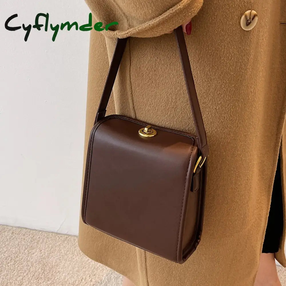 Cyflymder Vintage Square Tote Armpit Bag Leftside New High-Quality Pu Leather Women’s Designer