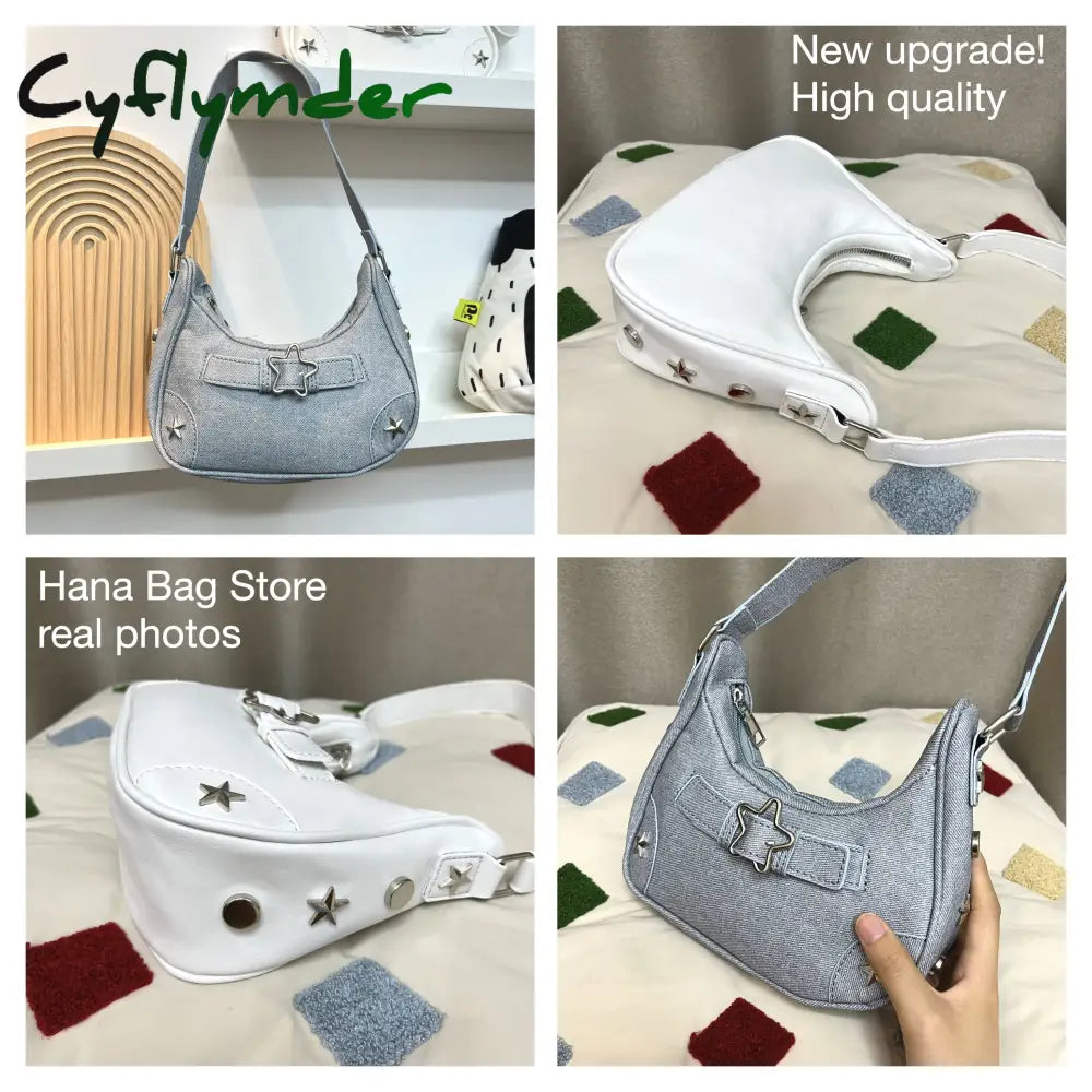 Cyflymder Vintage Star Handbags For Women Fashion Hobos Shoulder Underarm Bag Ladies Clutch Pu