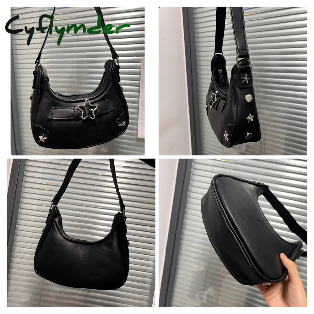 Cyflymder Vintage Star Handbags For Women Fashion Hobos Shoulder Underarm Bag Ladies Clutch Pu