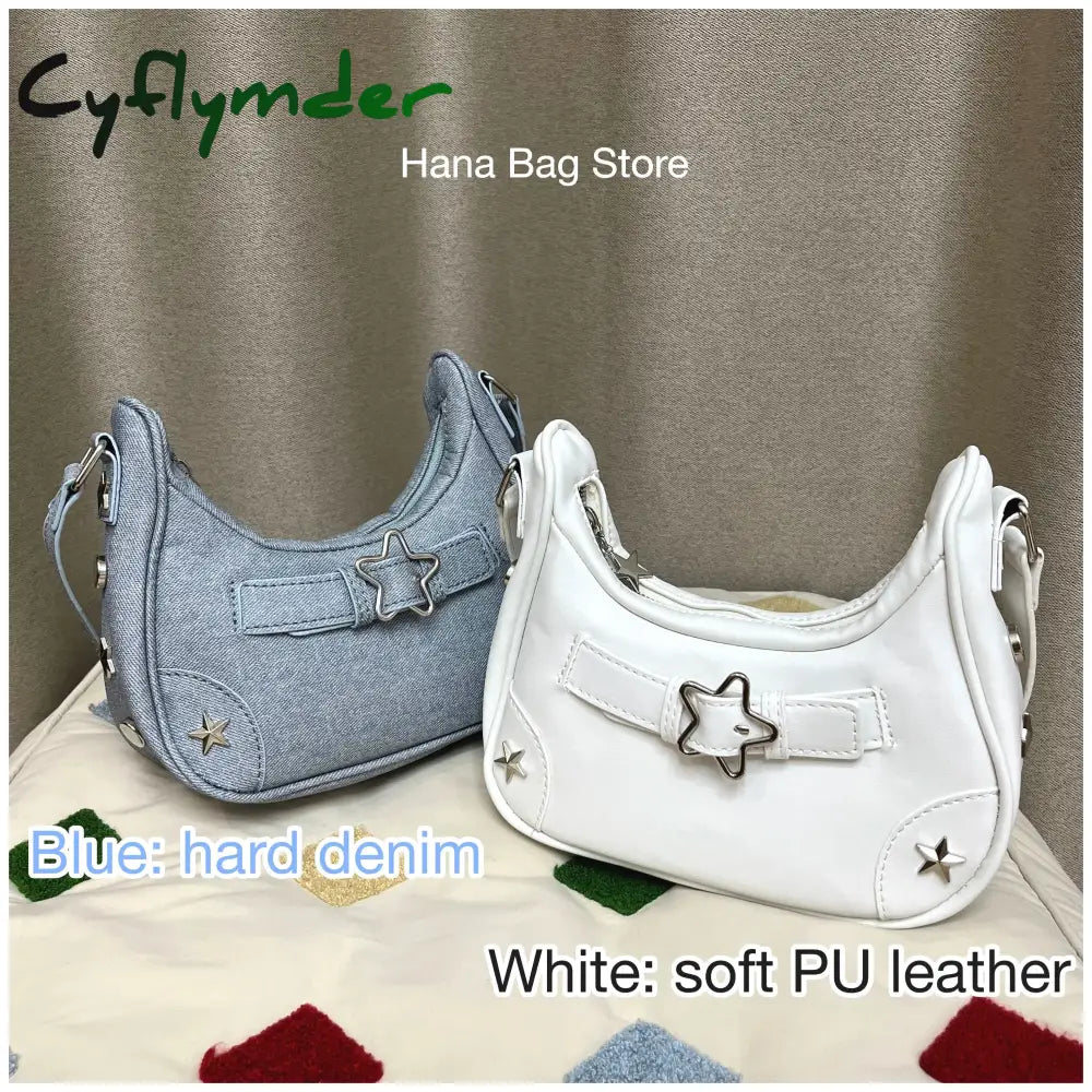 Cyflymder Vintage Star Handbags For Women Fashion Hobos Shoulder Underarm Bag Ladies Clutch Pu