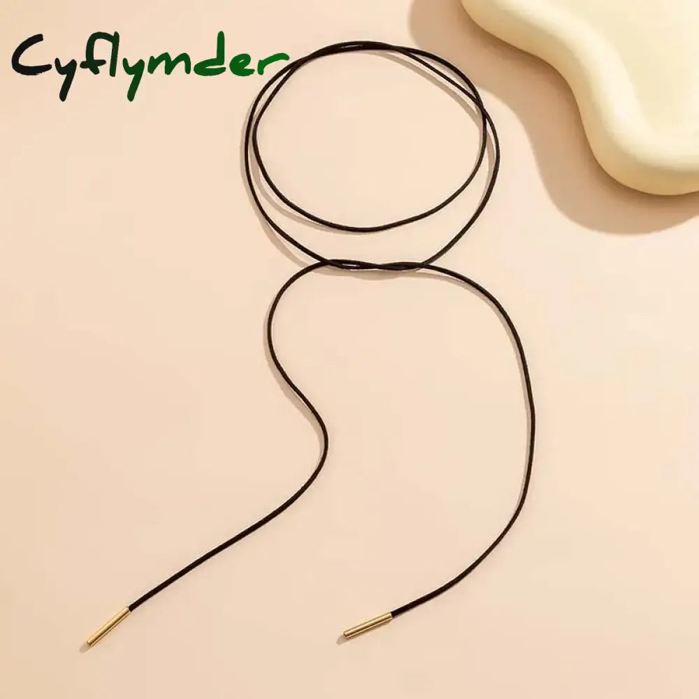 Cyflymder Vintage Strap Bowknot Pendant Necklace For Women Diy Long Tassel Rope Creative