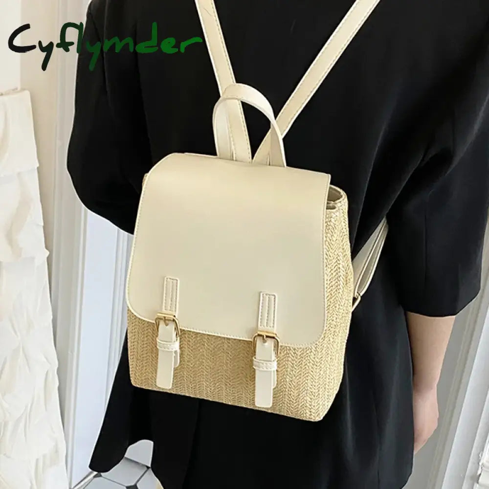 Cyflymder Vintage Straw Backpack Multifunctional Fashion Ladies Shoulder Bag Luxury Designer Small