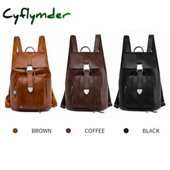 Cyflymder Vintage Women Backpack High Quality Youth Pu Leather Backpacks For Teenage Girls Female