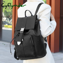 Cyflymder Vintage Women Backpack High Quality Youth Pu Leather Backpacks For Teenage Girls Female