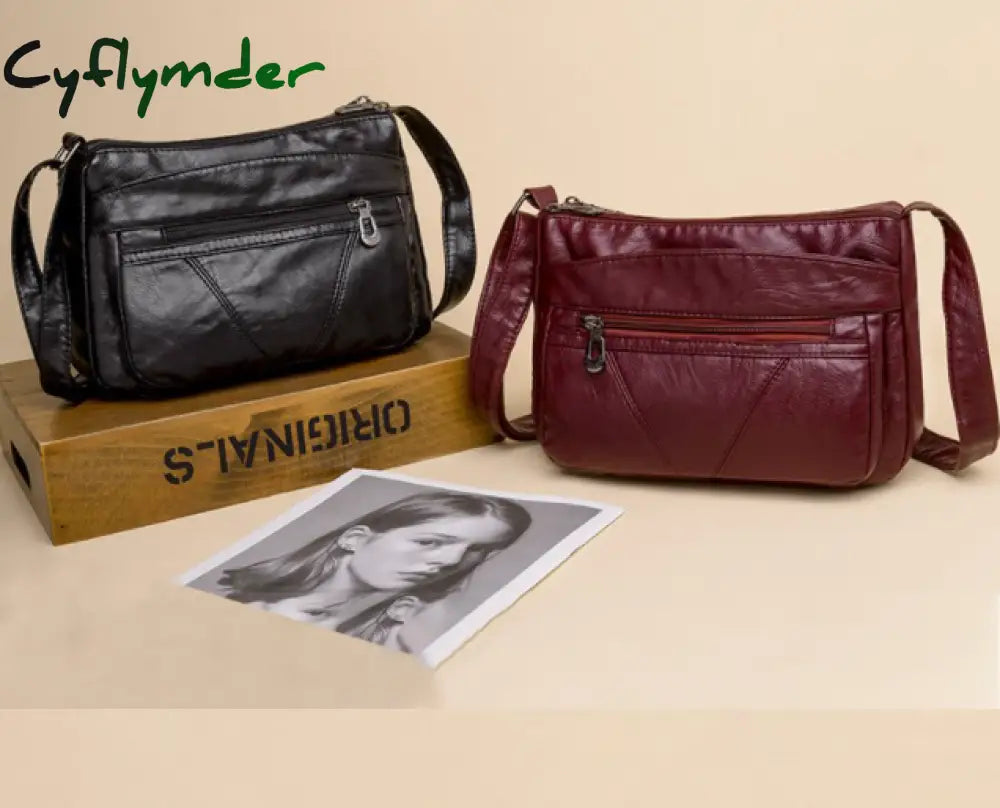 Cyflymder Vintage Women Handbag Purse Pu Leather Shoulder Bag Pockets Crossbody Luxury Bags For